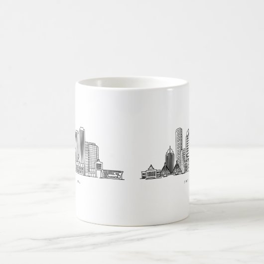 ミニマリストボストンシティスカイラインイラストレーション コーヒーマグカップ (中央)