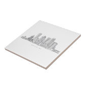 ミニマリストボストンシティスカイラインイラストレーション タイル (側面)