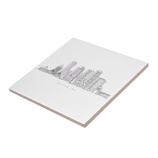 ミニマリストボストンシティスカイラインイラストレーション タイル (側面)