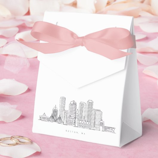 ミニマリストボストンシティスカイラインイラストレーション フェイバーボックス (ウェディング)