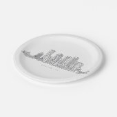 ミニマリストボストンシティスカイラインイラストレーション ペーパープレート (アングル)