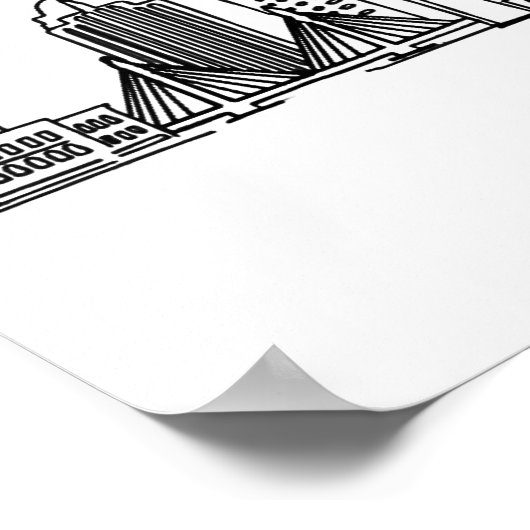 ミニマリストボストンシティスカイラインイラストレーション ポスター (角)