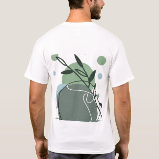 ミニマリストボタニカルグリーンアートTシャツ Tシャツ