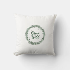ミニマリストボタニカルスローピロー – “Grow Wild” モノトーン クッション