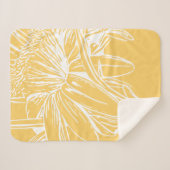 ミニマリストボタニカルフローララインスケッチイエロー シェルパブランケット (正面(横))