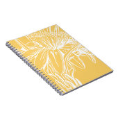 ミニマリストボタニカルフローララインスケッチイエロー ノートブック (右側)