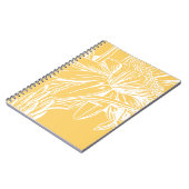 ミニマリストボタニカルフローララインスケッチイエロー ノートブック (左側)