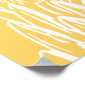 ミニマリストボタニカルフローララインスケッチイエロー ポスター (角)