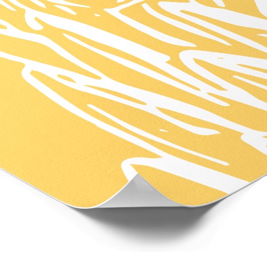 ミニマリストボタニカルフローララインスケッチイエロー ポスター (角)