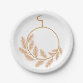 ミニマリストボタニカルリースモダンニュートラル ペーパープレート (正面)
