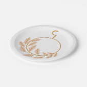 ミニマリストボタニカルリースモダンニュートラル ペーパープレート (アングル)