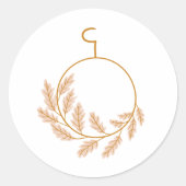 ミニマリストボタニカルリースモダンニュートラル ラウンドシール (正面)