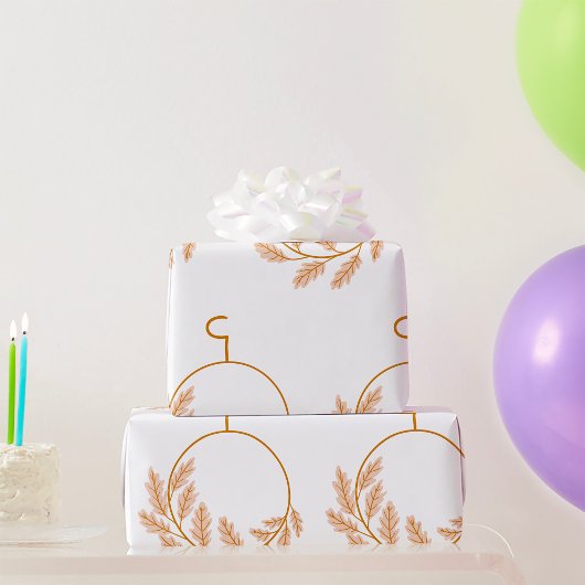 ミニマリストボタニカルリースモダンニュートラル ラッピングペーパー