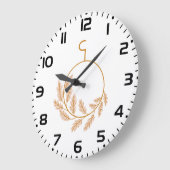 ミニマリストボタニカルリースモダンニュートラル ラージ壁時計 (傾斜)