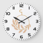 ミニマリストボタニカルリースモダンニュートラル ラージ壁時計 (正面)