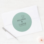 ミニマリストボタニカル結婚式ステッカー ラウンドシール (封筒)