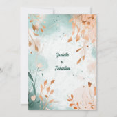 ミニマリストボヘミアンエメラルドとバラ結婚金ゴールド 招待状 (裏面)