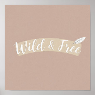 ミニマリストボヘミアンコンセプト: Wild & Free 羽根矢印 ポスター
