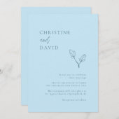 ミニマリストボヘミアンソフトブルー結婚式招待状 招待状 (正面/裏面)