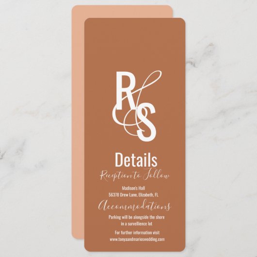 ミニマリストボヘミアンダーク結婚テラコッタ 招待状 (正面/裏面)