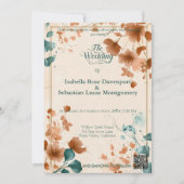 ミニマリストボヘミアンテラコッタとティール（緑がかった色）結婚ズ 招待状 (正面)