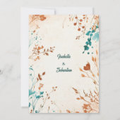 ミニマリストボヘミアンテラコッタとティール（緑がかった色）結婚ズ 招待状 (裏面)