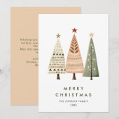 ミニマリストボヘミアンパインツリークリスマスグリーティング シーズンカード (正面/裏面)