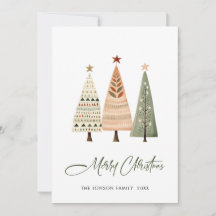 ミニマリストボヘミアンパインツリークリスマスグリーティング