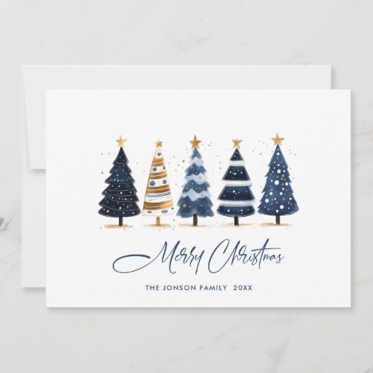 ミニマリストボヘミアンパインツリークリスマスグリーティング シーズンカード (正面)