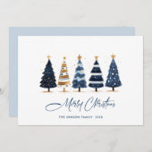 ミニマリストボヘミアンパインツリークリスマスグリーティング シーズンカード (正面/裏面)