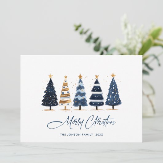 ミニマリストボヘミアンパインツリークリスマスグリーティング シーズンカード (スタンド正面)