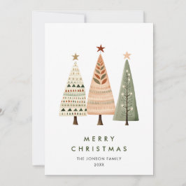 ミニマリストボヘミアンパインツリークリスマスグリーティング シーズンカード