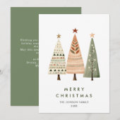 ミニマリストボヘミアンパインツリークリスマスグリーティング シーズンカード (正面/裏面)