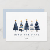 ミニマリストボヘミアンパインツリークリスマス企業の シーズンカード (正面/裏面)