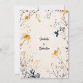 ミニマリストボヘミアンマスタードイエロー&ブルー結婚ズ 招待状 (裏面)