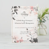 ミニマリストボヘミアン赤面ピンク結婚と木炭 招待状 (スタンド正面)