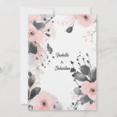 ミニマリストボヘミアン赤面ピンク結婚と木炭 招待状 (裏面)