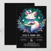 ミニマリストボホキツネ誕生日 招待状 (正面/裏面)