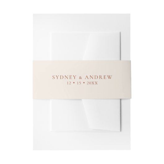 ミニマリストボホシックテラコッタ結婚ズ 招待状ベリーバンド (正面例)