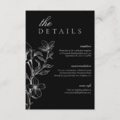 ミニマリストボホシックフローラブラック結婚ズ詳細 エンクロージャーカード (正面)