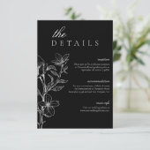 ミニマリストボホシックフローラブラック結婚ズ詳細 エンクロージャーカード (スタンド正面)