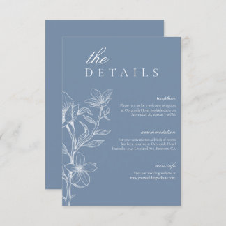 ミニマリストボホシックフローラブルー結婚ズ詳細 エンクロージャーカード