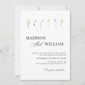 ミニマリストボホシックワイルドフラワー庭園の結婚式 招待状 (正面)