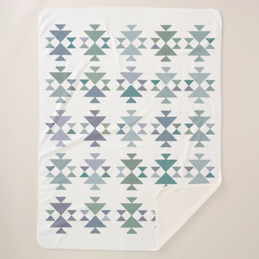 ミニマリストボホジオメトリックサウスウェストブルーパステル シェルパブランケット (正面)