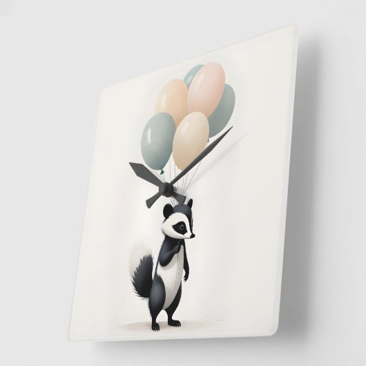 ミニマリストボホスカンクバルーン子供部屋キッズルーム スクエア壁時計 (傾斜)