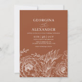 ミニマリストボホテラコッタ焼きオレンジ結婚ズ 招待状 (正面)