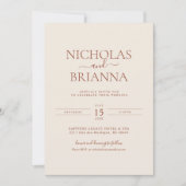 ミニマリストボホテラコッタ焼きオレンジ結婚ズ 招待状 (正面)