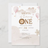 ミニマリストボホテラコッタ1st誕生日招待状 招待状 (正面)