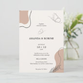 ミニマリストボホバタフライ結婚式招待状 招待状 (スタンド正面)