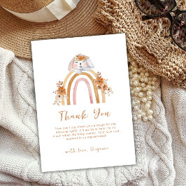 ミニマリストボホバニーレインボーフローラベビーシャワー サンキューカード